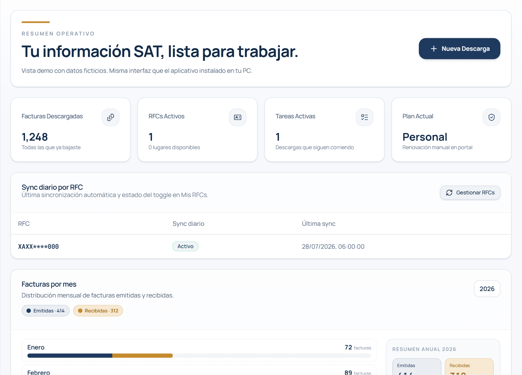Dashboard de CFDI Ya! con resumen operativo